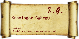 Kroninger György névjegykártya