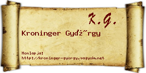 Kroninger György névjegykártya